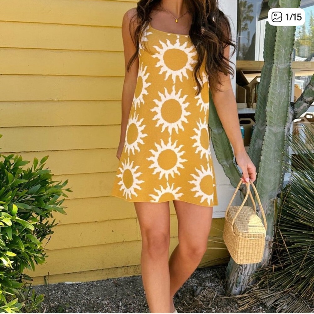 Show Me Your MuMu Yellow Sunburst Mini Dress